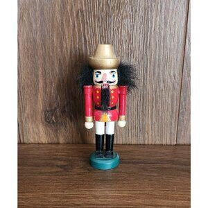 Vintage Handpainted Wooden Red Nutcracker Ornament Christmas Seasonal Decor N9